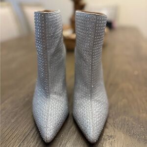 Elegant diamond rhinestones, Silver Ankle Boots
